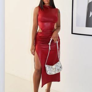 Robe de soirée élégante pour femme 2025, sans manches, à col montant, fendue, idéale pour les bals de promo - Product Image 2