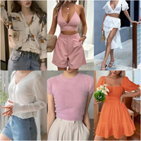 Commandes en gros de shorts, hauts et robes de style européen et américain, articles en stock, expédition aléatoire de marques mixtes