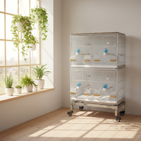 Grande cage d'élevage en métal 60*42*43cm pour perroquets, canaris, pinsons, avec compartiment divisé, roulettes et support, base de 60cm
