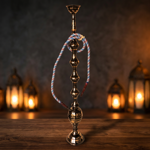Mini Cachimba de Latón Estilo Europeo con Técnica de Espejo e Iluminación LED, Duradera y Ecológica para Uso en Salones de Shisha/Restaurantes - Product Image 1