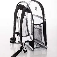 Sac à dos imperméable de sécurité pour école, sac de travail Transparent unisexe, étui à crayons, pochettes en maille pour bouteilles d'eau,