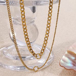 Collier pour femme en acier inoxydable plaqué or 18 carats, chaîne géométrique irrégulière, plusieurs styles, bijoux tendance - Product Image 2