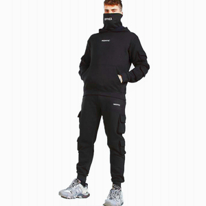 Nixuanyu — ensemble de survêtement pour homme, vêtement uni, surdimensionné, multi-poches, sweat-shirt, Logo personnalisé, Cargo - Product Image 1