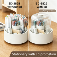 Seau de rangement de papeterie de grande capacité, housse de protection, porte-stylo rotatif détachable pour l'école et le bureau