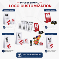 Fabricant de cartes de numéros de table en PVC personnalisées, cartes de table pliées en forme de L, panneaux de table découpés, présentoirs de comptoir POP avec votre logo
