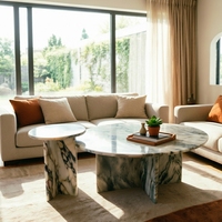 Table basse de luxe moderne au design Wabi-Sabi en marbre blanc Palissandro, écologique, pour la décoration intérieure, mobilier de salon, hôtel
