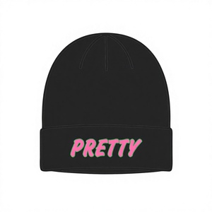 Pretty Black Beanie Hat Flock Print 100% Acrylic Unisex <b>Winter</b> <b>Cap</b> Casual Style Adult Size - Product Image 4