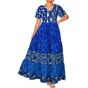 Thời trang hợp thời trang Cổ chữ V sâu giản dị Thanh lịch dành cho nữ Đầm <span class=keywords><strong>maxi</strong></span> cỡ lớn <span class=keywords><strong>in</strong></span> họa tiết nhuộm màu Thiết kế bộ lạc Polynesia - Product Image 5