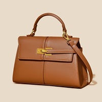 Tas Tote Litchi Grain Commute untuk Wanita, Tas Selempang Kulit PU dengan Penutup Magnetik