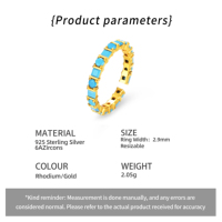Bagues de fête ajustables en argent sterling S925 plaqué or et rhodium avec turquoise, bijoux fins, vente en gros, OEM ODM, pour femmes, directement de l'usine
