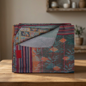 Couverture de literie sari en coton Kantha cousue à la main en gros de bonne qualité - Product Image 1
