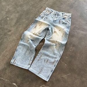 Clothing Manufacturer Custom Design High Waist Loose Fit <b>Denim</b> Pants Straight Leg Heavyweight Vintage Men Baggy Jeans - Product Image 1