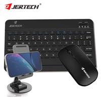 JERTECH Set Keyboard dan Mouse nirkabel, Set CT3-01 dengan dudukan ponsel 500mAh 2.4Ghz Bluetooth PC kantor Mini