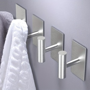 Modern No Drill Stainless Steel Towel Hooks Bathroom <b>Coat</b> Rack <b>Robe</b> Hanger Wall Mount Hook Set 1-3 Hooks - Product Image 2
