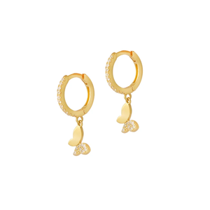 Boucles d'oreilles pendantes élégantes en forme de papillon avec diamants, en or massif 14 carats, diamants naturels, bijoux fins et délicats, cadeau quotidien pour femme - Product Image 3