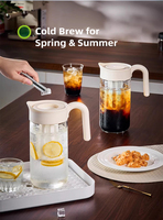 Carafe en verre borosilicate de qualité supérieure, grande capacité, résistante à la chaleur, compatible réfrigérateur, pour eau froide, thé glacé et café