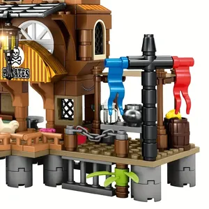 Blocs <span class=keywords><strong>de</strong></span> construction créatifs <span class=keywords><strong>de</strong></span> forteresse insulaire médiévale, pirate, château, bateau d'aventure, cabane <span class=keywords><strong>en</strong></span> rondins, modèle <span class=keywords><strong>de</strong></span> bateau, briques à assembler, jouet <span class=keywords><strong>en</strong></span> <span class=keywords><strong>plastique</strong></span> - Product Image 5