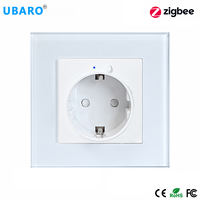 Prise murale intelligente UBARO Tuya Zigbee 3.0 Schuko 16A, norme européenne, panneau en verre trempé, prise intelligente avec commande vocale à distance par application
