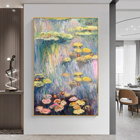 Grande toile abstraite moderne de nénuphars de Monet peinture à l'huile faite à la main Dafen décoration murale Art pour accrocher