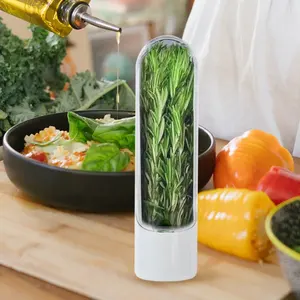 Gloway Refrigerator Herb And Spice Storage Transparent Jar Container Tools Herb Savor Pod For Keep Basil Mint Dill Freshness