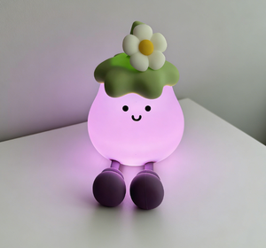 Cute Eggplant Silicone Night <b>Light</b> LED USB Rechargeable Kids Bedroom Lamp Soft Warm <b>Light</b> Dimmable Nursery Lamp with <b>Timer</b> - Product Image 1