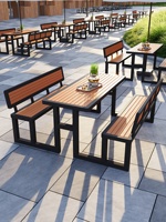 Ensemble de table à manger intégrée, cour, jardin, parc en plein air, chaises de loisirs imperméables, mobilier d'extérieur, tables de jardin de villa, chaises