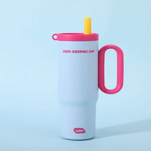 24oz 720ml Macaron Handle Travel Car Tumbler Vacuum <b>Mug</b> Lid Straw Non-Slip Base OEM ODM <b>Rainbow</b> Series - Product Image 2