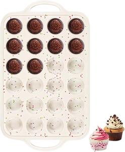 Silicone <b>Mini</b> Muffin Pan With Metal Reinforced <b>Frame</b> - 24 Cups Durable Silicone Cupcake Pan for Muffin - Product Image 1