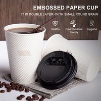 Gobelet en papier pour café chaud personnalisable vert gaufré 12 oz 380 ml et gobelet jetable pour boissons froides 16 oz pour utilisation en restaurant
