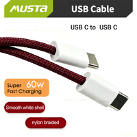 Câble de données en nylon tressé Double C avec charge rapide 60W pour appareils Type-C IOS et Android pour téléphones mobiles, tablettes et ordinateurs portables