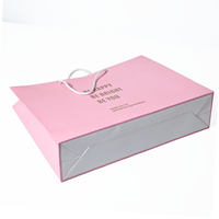 Sac cadeau en papier rose avec poignée en ruban de satin pour emballage de faveurs de mariage, sac événementiel personnalisé imprimé en gros