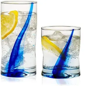 Libbey Blue Ribbon Impressions Set of 4 12.5oz Rocks Whiskey Glasses Drinking Glasses for Scotch