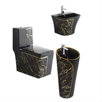 Noir ligne d'or doré impression Design céramique couleur cuvette de toilette salle de bain Inodoros une pièce marbre sanitaire toilette
