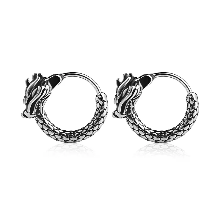 Cool Punk Dragon Vorm Hoge Kwaliteit 316l Roestvrij Staal Oor Unisex Sieraden Clip Piercing Oorbellen