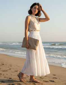 Elegante Falda de Algodón Cambray para Mujer, Ligera, Transpirable, Cómoda y Estilosa, Perfecta para Ocasiones Casuales, Trabajo y Viajes - Product Image 4