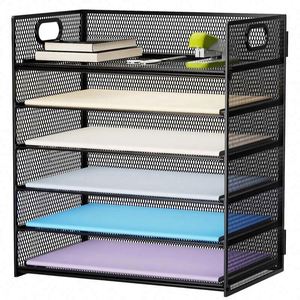 Metal 6 Tier Paper Organizer Letter <b>Tray</b> - Mesh Desk <b>File</b> Organizer with Handle Paper Sorter Organizer <b>File</b> Folder Holder - Product Image 1