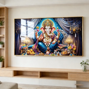 Pintura Decorativa de Pared de Lujo al por Mayor, Impresión HD, Nueva Pintura Islámica de Elefantes para Sala de Estar, Pintura de Porcelana de Cristal con LED - Product Image 6