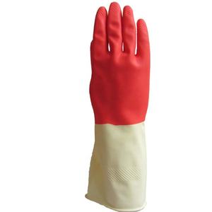 Guantes de goma natural <span class=keywords><strong>bicolor</strong></span> de 70g, látex impermeable duradero rojo y blanco para limpieza de cocina para protección diaria de invierno y verano - Product Image 1