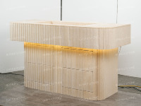 SH STONE Lavabo de salle de bain moderne en pierre calcaire beige Moleanos, écologique, autoportant, avec décor cannelé, pour appartement