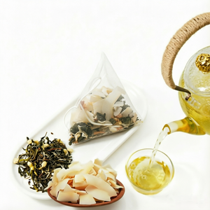 Bolsitas de Té Verde de Coco y Jazmín, Mezcla Natural, para Preparación en Caliente y Frío, Bolsitas de Té Triangulares en Forma de Pirámide - Product Image 1