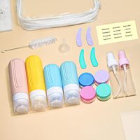 Ensemble de 18 flacons de voyage portables et rechargeables, tubes compressibles en silicone, anti-fuite, kit de flacons de voyage