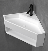 Petit lavabo carré en acrylique, surface solide, lavabo mural, lavabo de salle de bain personnalisé, lavabo moderne, OEM ODM