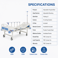 Lit d'hôpital pour personnes âgées et handicapées, section de tête réglable, barrières latérales pliantes, 4 roulettes verrouillables avec poteau porte-perfusion, lit de soins infirmiers