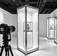 Vitrine de musée GZowin en acier premium, vitrine sur pied entièrement vitrée avec éclairage LED, design durable et personnalisable pour objets d'art