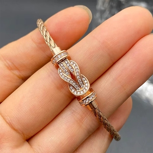 Bracelet <span class=keywords><strong>Fred</strong></span> de haute qualité avec fermoir en forme de huit coloré, bijoux vintage de luxe unisexe, vente en gros, bracelet en acier inoxydable plaqué or 18 carats - Product Image 2