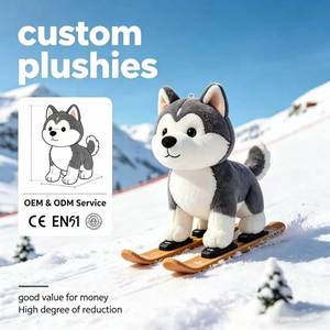 Peluches <span class=keywords><strong>Husky</strong></span> de ski personnalisées en gros OEM ODM, poupées <span class=keywords><strong>chien</strong></span> en peluche haute fidélité, douces et certifiées CE EN71 - Product Image 1