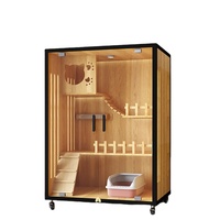 Vente en gros de villa pour chat moderne de luxe en bois massif, maisonnette d'intérieur pour animaux, cage, structure d'escalade, respirante, imperméable, chaude, plusieurs tailles