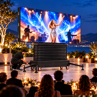 Écran LED mobile sur roues avec élévateur hydraulique tout-en-un, pré-assemblé et prêt à l'emploi pour événements, location de toiles de fond de scène de mariage