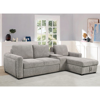 Canapé-lit en L deux places de style européen, rembourrage en éponge, durable, facile à nettoyer, écologique, avec porte-gobelets pour salon et appartement