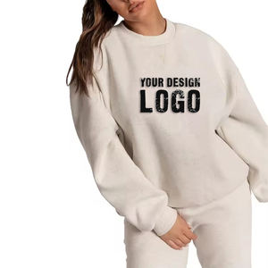 Sudadera de Algodón 100% Estilo Urbano, Cuello Redondo, Holgada, Personalizable, con Hombros Caídos, Gruesa, para Mujer - Product Image 2